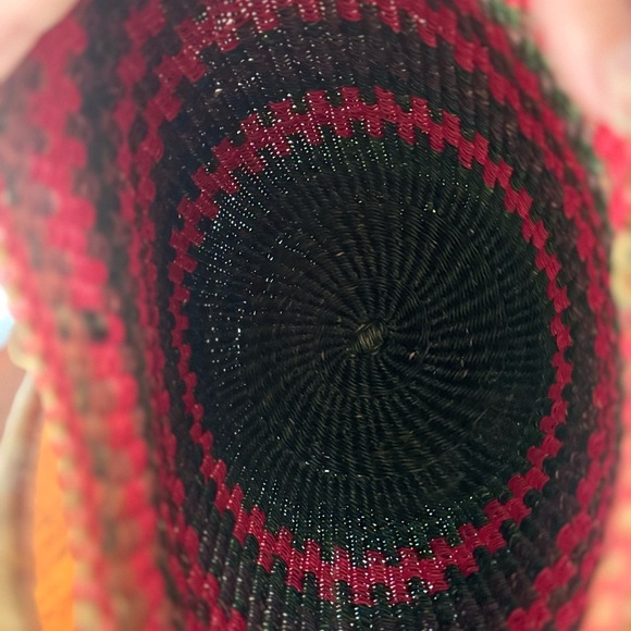 Vintage Handwoven Straw and Leather Pink and Brown Tote Bag - Picture 10 of 10